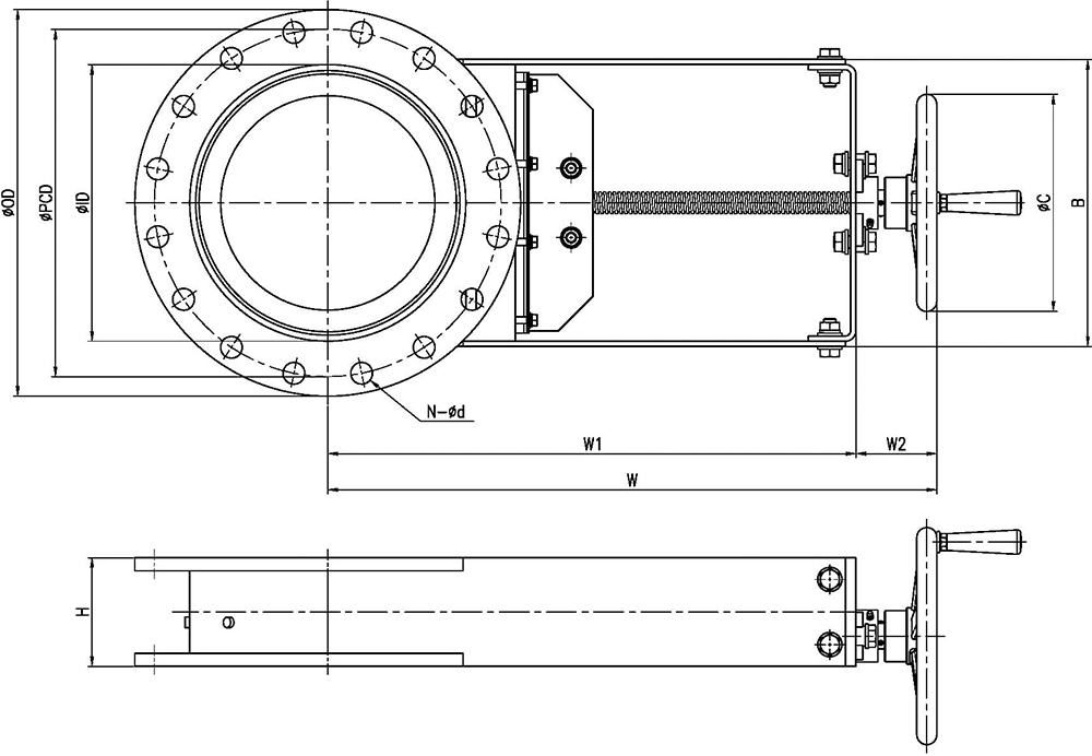 Slide Gate Manual Flange Type